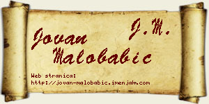 Jovan Malobabić vizit kartica